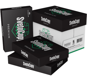 Пачки бумаги SvetoCopy Premium в чёрной упаковке